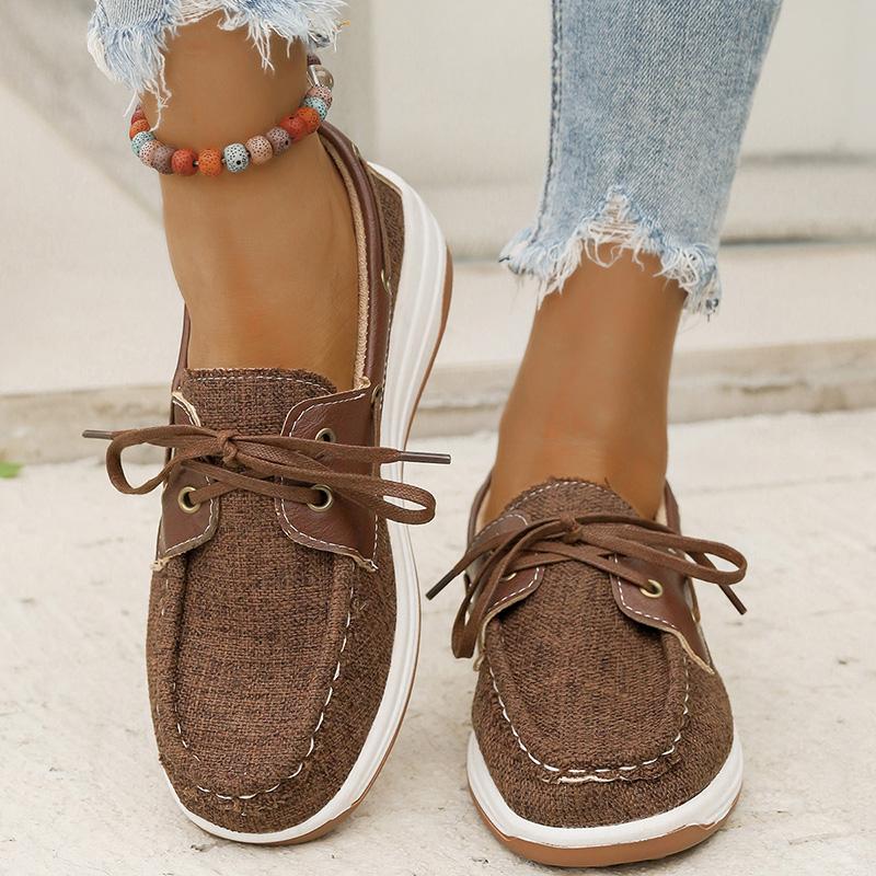 Fashion Plus Size Fashion Lace Up Loafers for Women Lightweight Non Slip Low Top Casual Shoes Woman Spring Autumn Comfort Walking Shoes