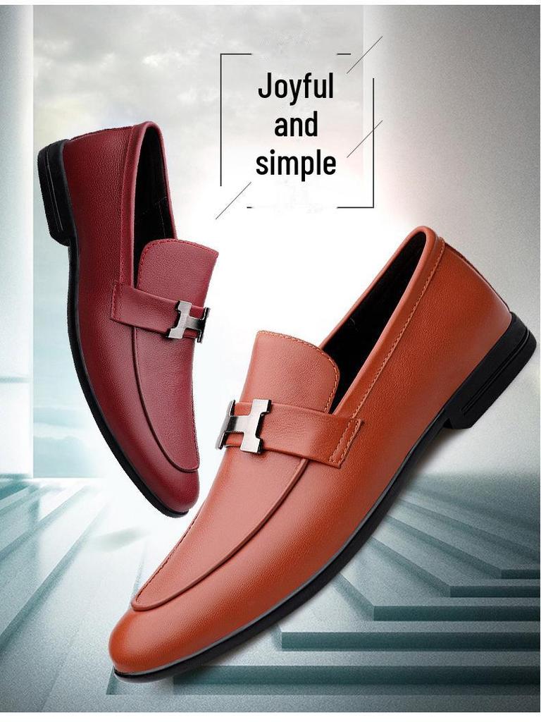 Men's Spring & Autumn Cowhide Loafers - Breathable, Stylish Leather Casual Business Shoes