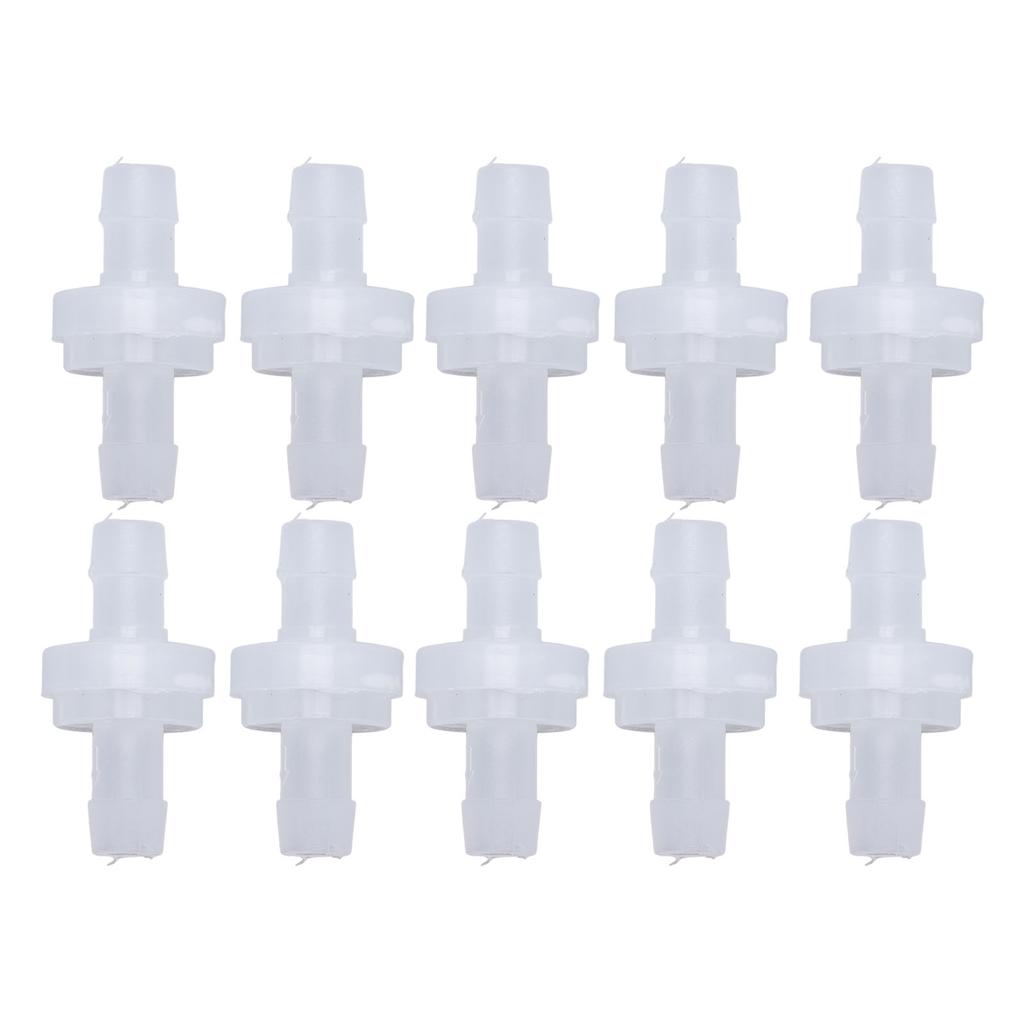 10 Stück Widerhaken-Rückschlagventil PP-Kunststoff Ozonbeständiges Membran-Einweg-Wasserstoppventil 7,9 mm Transluzent