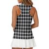 Women Sleeveless Golf Polo Shirt Zip Collar Plaid Print Athletic Tank Top for Sports and Outdoor Activities