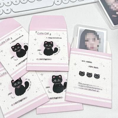 10 bucăți coreeană INS Kawaii pisică neagră card plic geantă Kpop Idol 3-inch Photocard suport fete ambalare DIY decor roz pachet buzunar