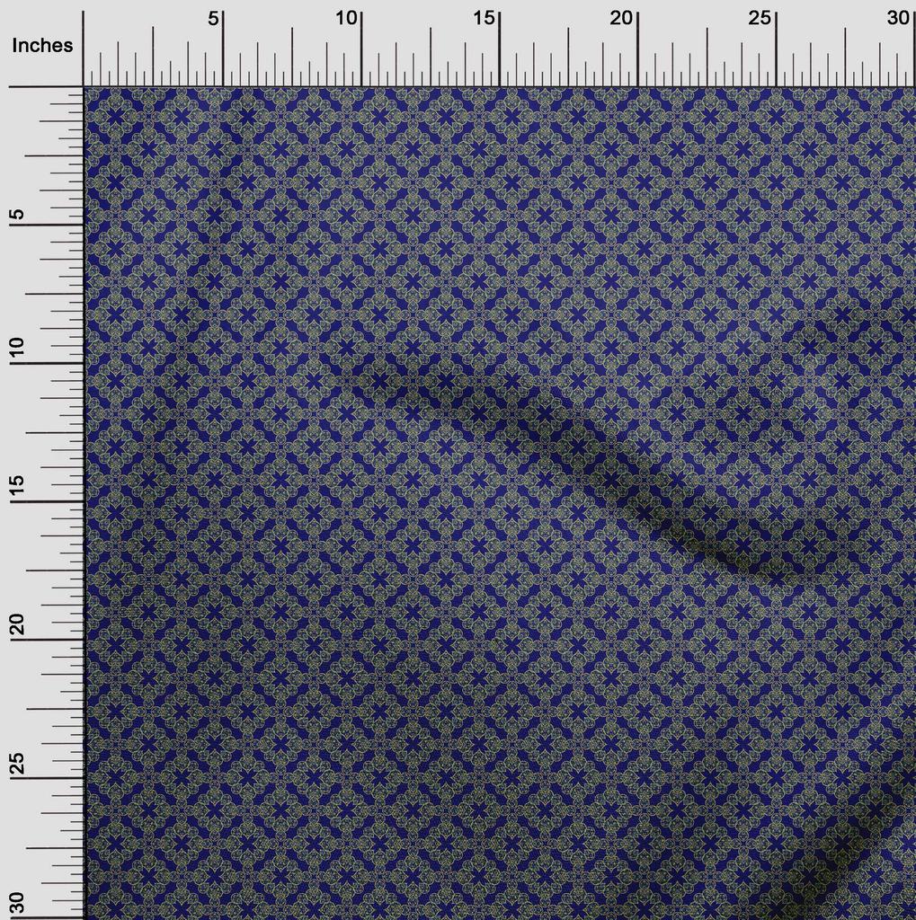 oneOone Cotton Flex Navy Blue Fabric Asian Floral Dress Material Fabric Print Fabric By The Yard 40 Inch