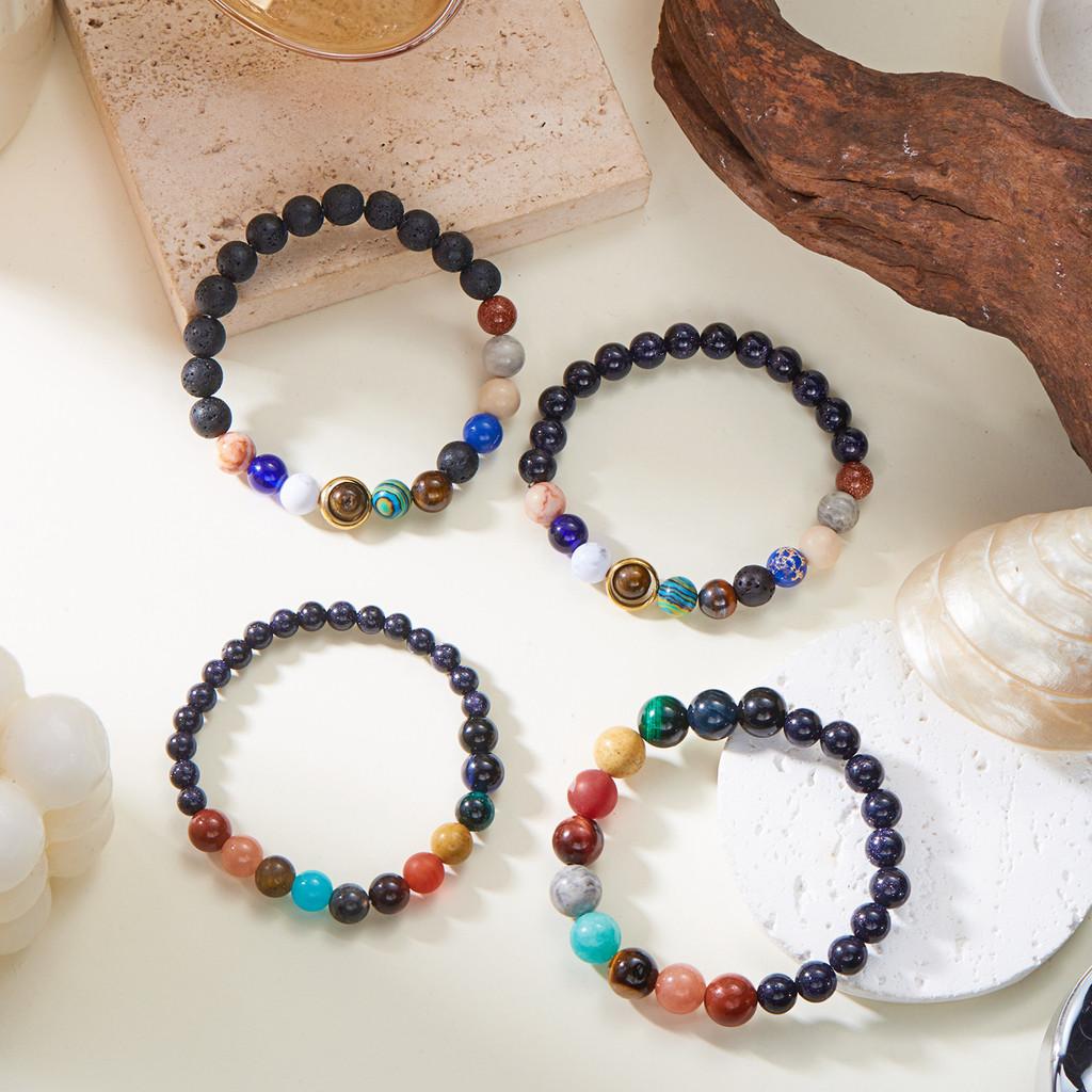 Natural Stone Constellation Bracelet With Handcrafted Planet Design For Couples And Travel Gift