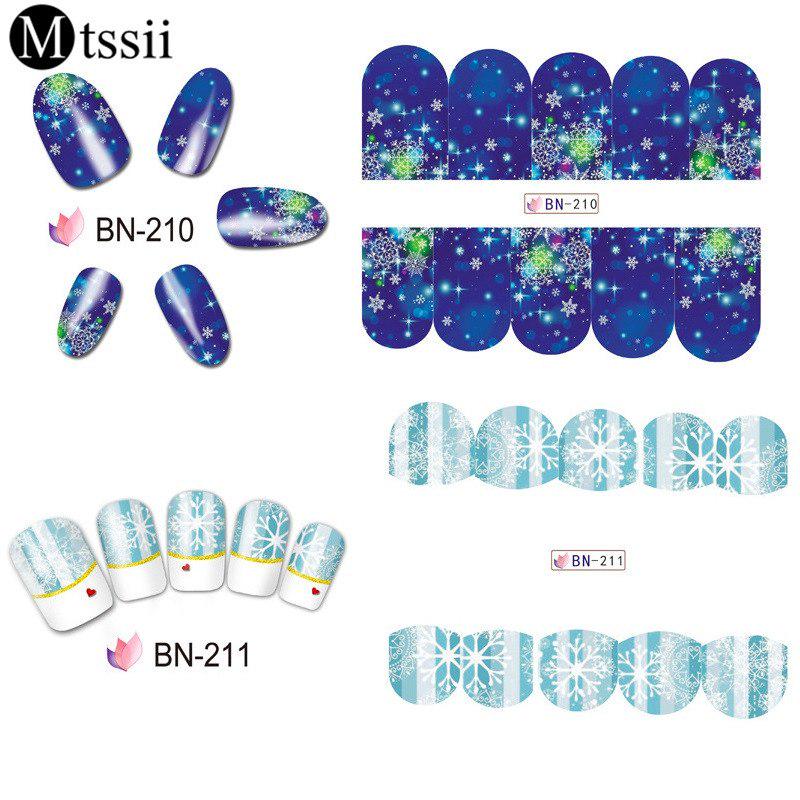 Mtssii 3D 12 Sheets/setWinter Snowflake Full Wraps Water Transfer Nail Art Sticker Manicure Decal