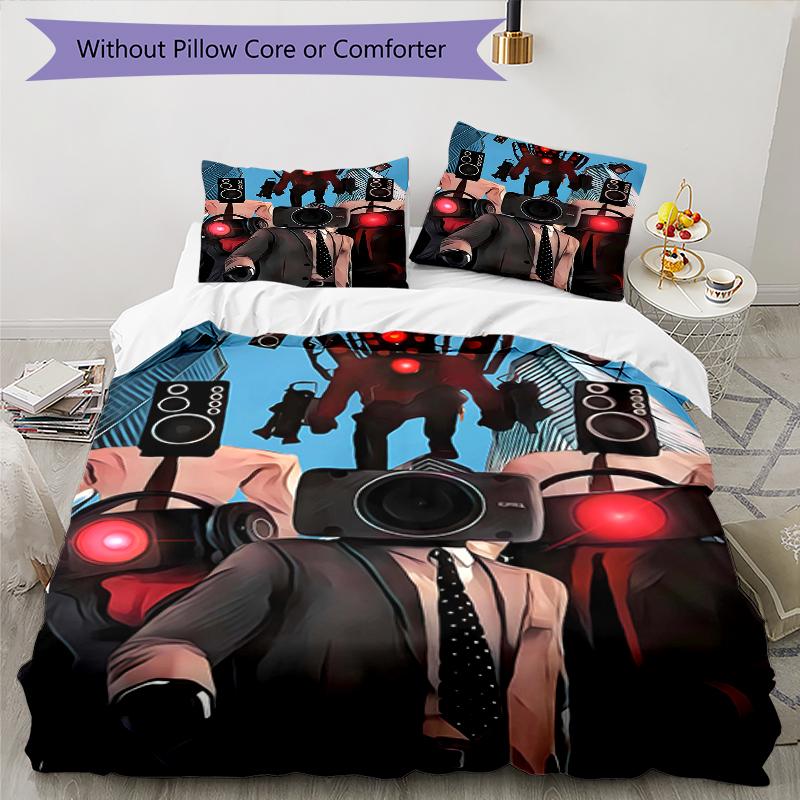 3pcs Skibidi Toilet Multiverse2 Design Cover Set - HD Printed Bedding with 1 Cover and 2 Pillowcases - Perfect for Home and Dorm Decor