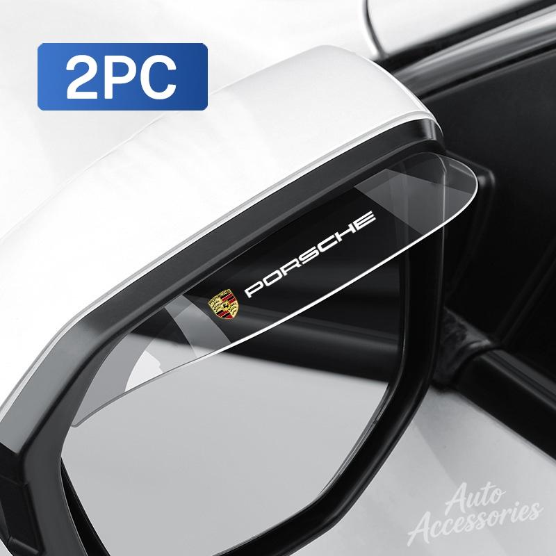 2PCS Acrylic Transparent Car Rearview Mirror Rain Eyebrow Shield Cover For Porsche Cayenne Panamera Macan 911 718 Taycan Boxster