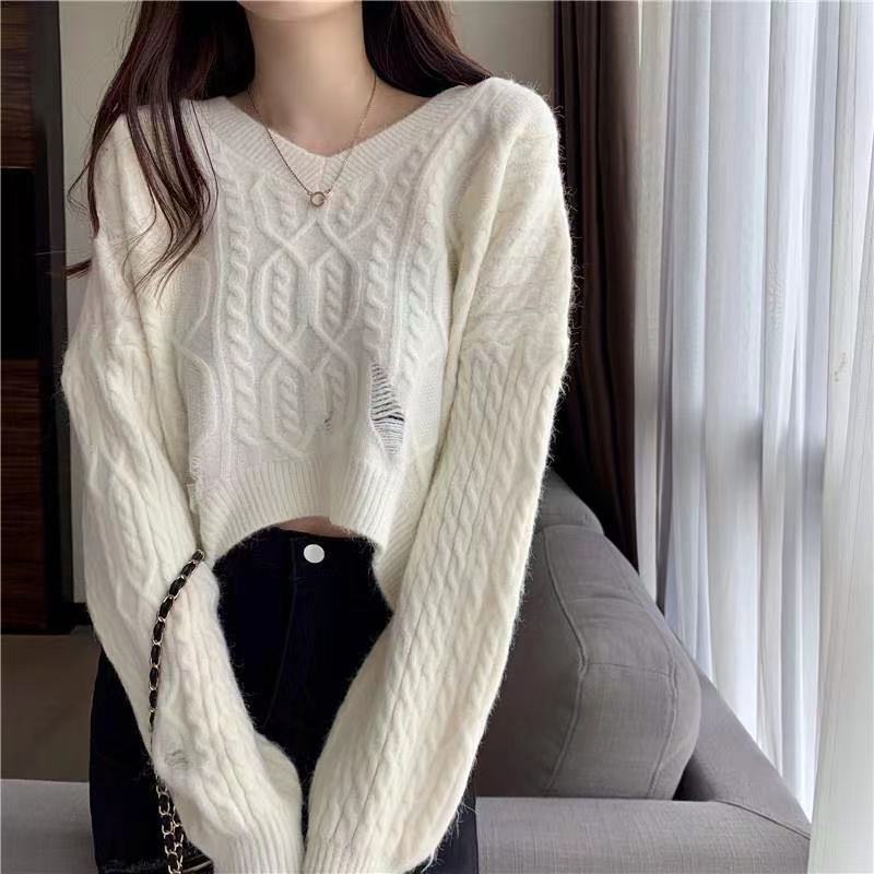 Twist sweater women's loose pullover autumn and winter wear casual versatile bottoming knitted sweater top women