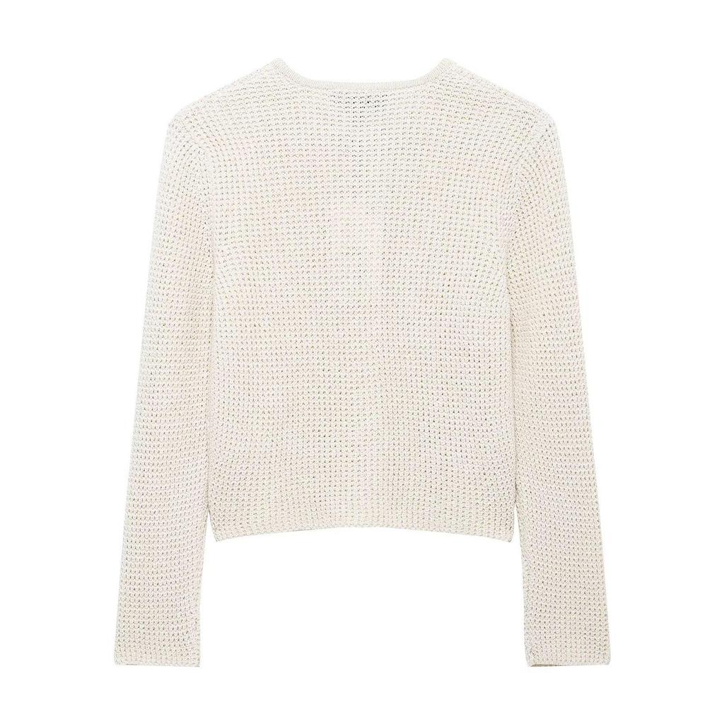 Spring 2025 Women's Fashion Double-Breasted Round Neck Long Sleeve Coat - European & American Style