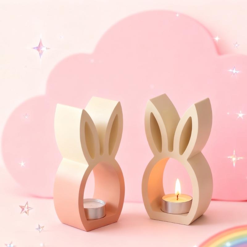 1 PC Silicone Easter Rabbit Mold, DIY Gypsum Concrete Hollow Rabbit Silicone Resin Mold for Casting