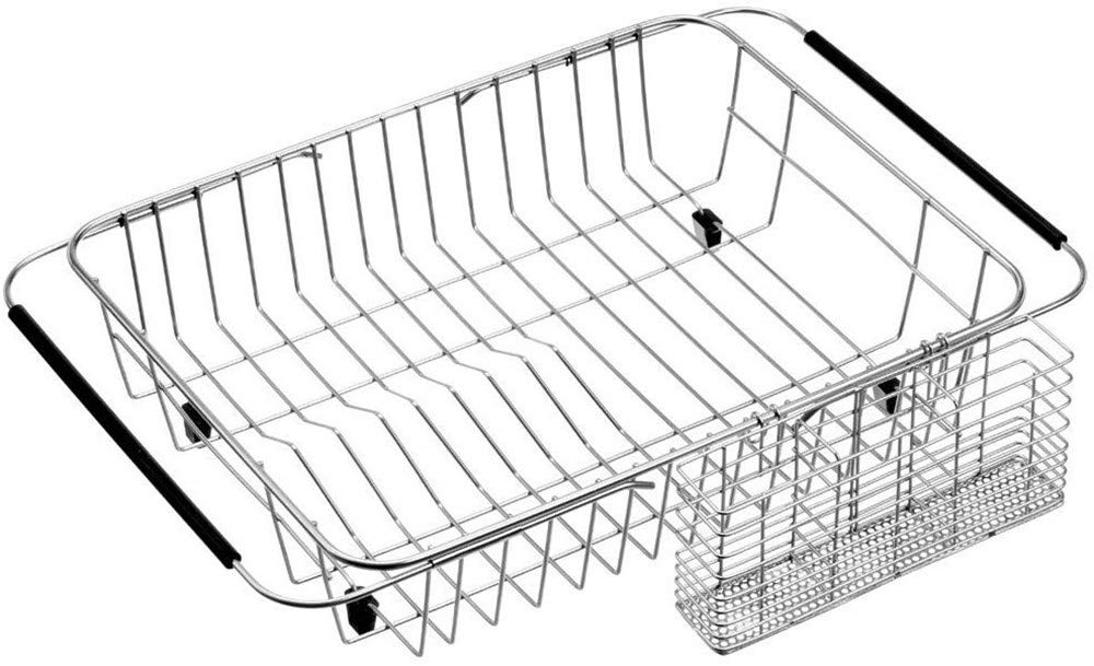SANNO Expandable Dish Drainer Wire Sliding Dish Dish Drainer Kitchen Dish Cutlery Holder Stainless Steel Basket, Drainer, Rack, Rack, Holder,