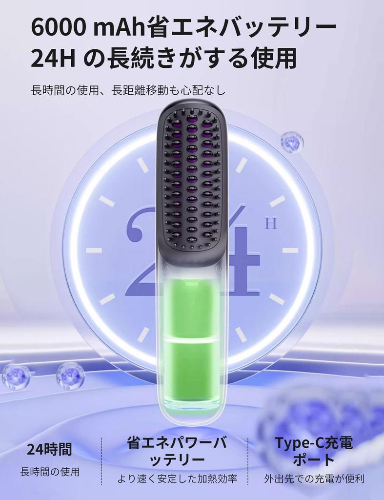 Aninako Cordless Heat LCD 3 Temperature Ceramic USB Fast Hair Perfect Gift for and Other Occasions Brush, Straightener, Anti-Static, Display,