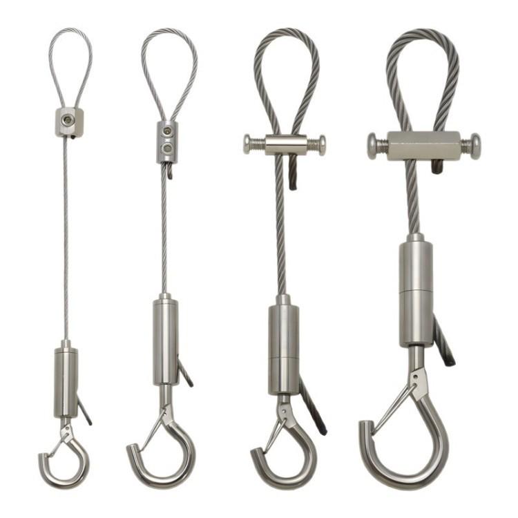 Adjustable Stainless Steel Wire Lock Device for Chandelier Pendant and Safety Hook with Indicator Tag and Load-Bearing Buckle Accessories