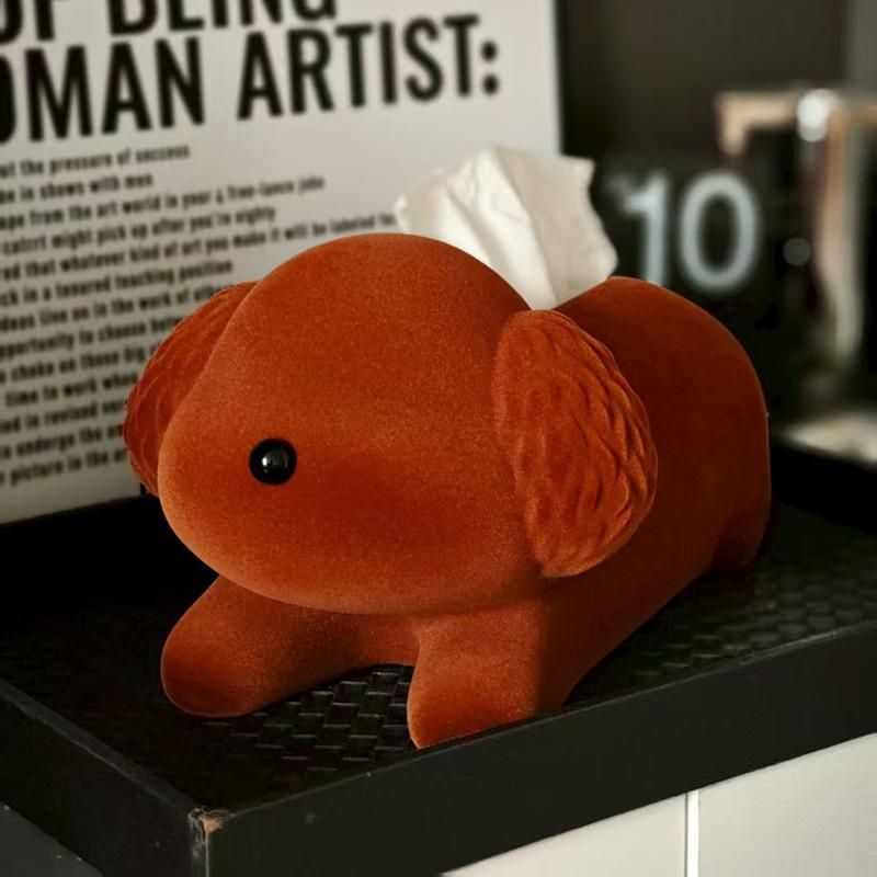 Plush Dog Tissue Box Decoration, Living Room Dining Table, Coffee Table, Resin Plush Paper Box, Tissue Box, Table Decoration