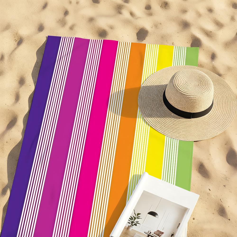 Fashionable Colorful Striped Towel Quick Drying Beach Towels Are Suitable For Swimming Pools Camping Yoga And The Gym