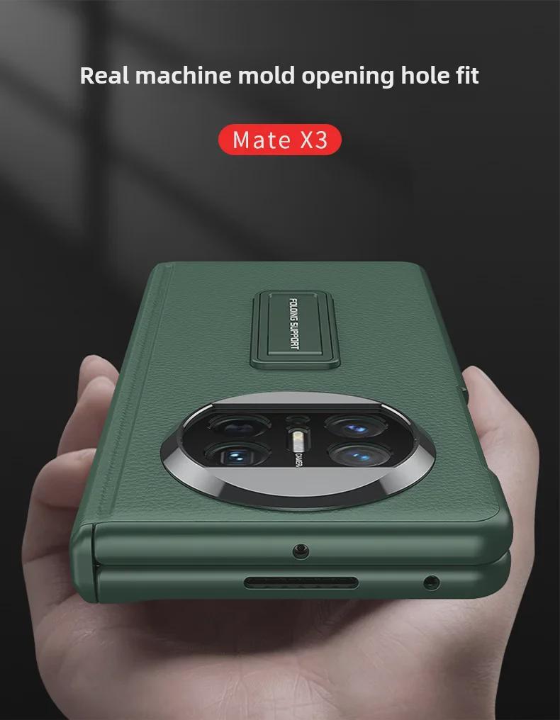 Kožené pouzdro na telefon s plným krytím a skládacím displejem Huawei Mate X3 - Ochrana proti sledování a pádu