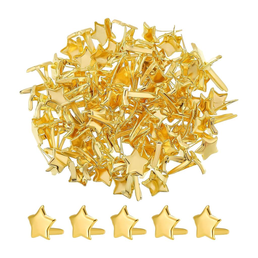 100-piece/set Paper Clasps Split Pins Brads Star Metal Brads Decorative Metal Sealing Clips for Crafts Paper Clasps