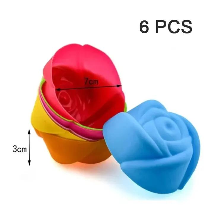 6/12PCS Silicone Muffin Mold Round Muffin Cup Heart Cake Baking Mold Kitchen Cooking Supplies Cake Decorating Tools