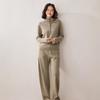 2025 A/W Women's Cashmere Knit Set: High-Waist Wide-Leg Pants & Drawstring Hoodie with Pockets, Korean Style Fashion