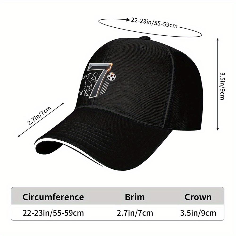 Number 7 Soccer Player Graphic Baseball Cap Polyester Adjustable Sports Hat Casual Outdoor Unisex
