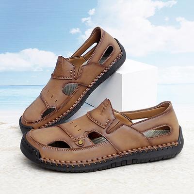 39-48 Sommer Herren Leder Strandsandalen Handgefertigt Herren Sandalen mit geschlossener Zehe Übergröße Sandalen
