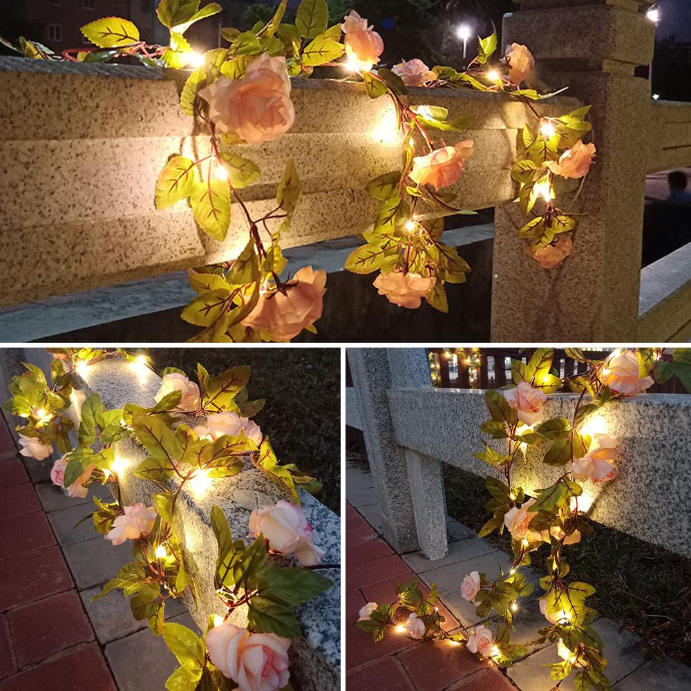 Ivy Vines Fairy Lights Battery Powered 5M Christmas Sunflower Rose Garland String Lights For Bedroom Garden Wedding Decor