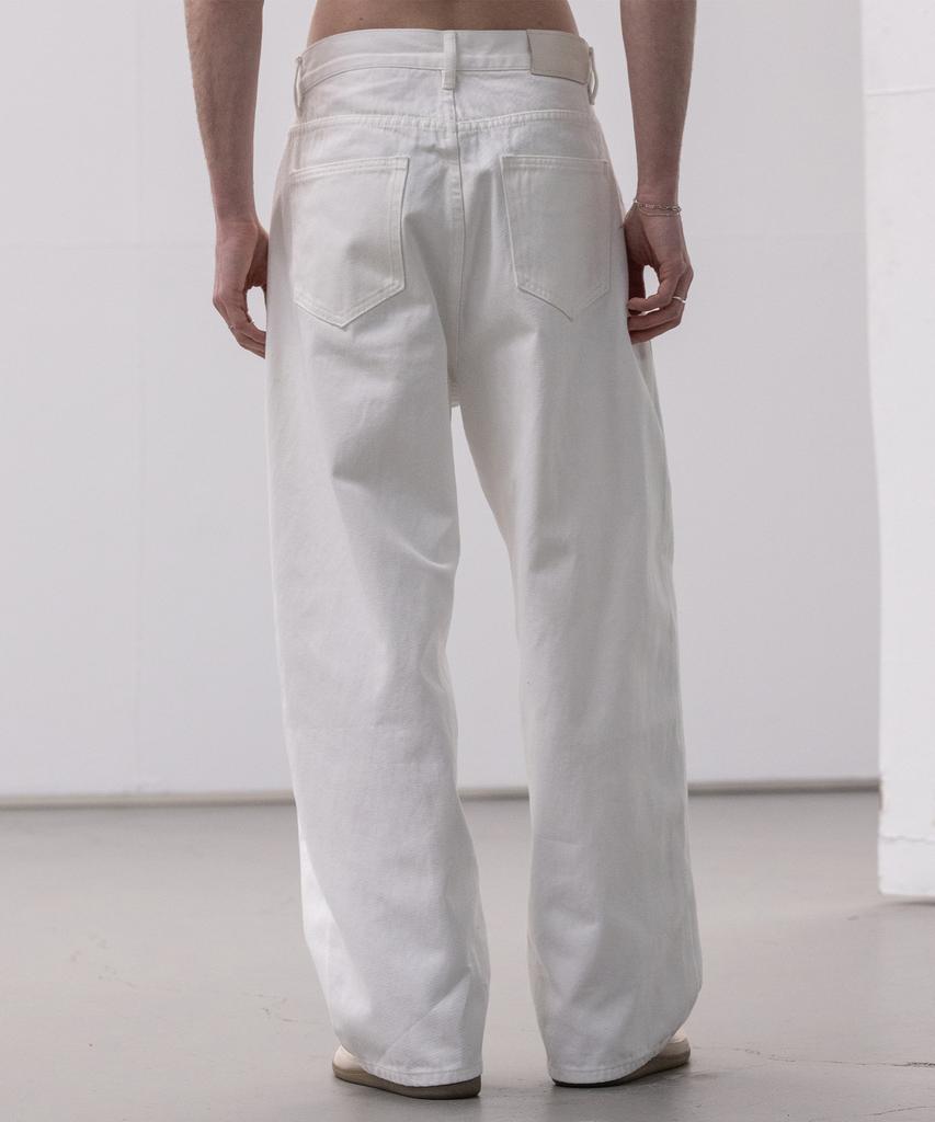 Dekkoloso Washed Cotton One-Pleat Wide Pants [White]