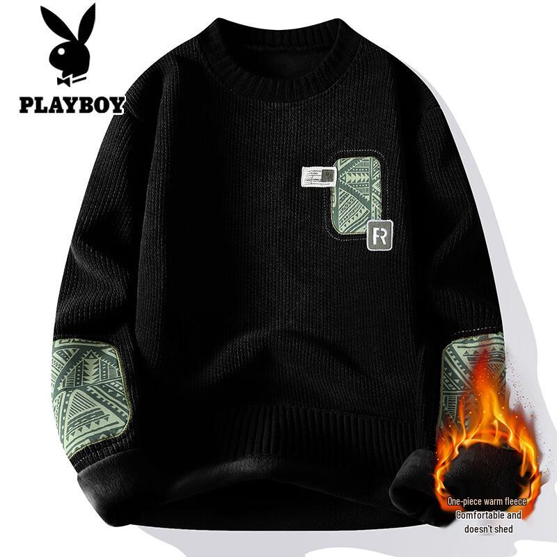 PLAYBOY Men s Faux Layered Plush Knit Pullover 3XL