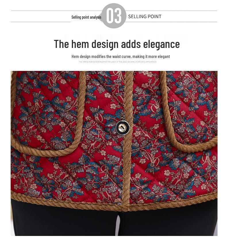 Mom's Winter Coat: Floral Print, Fleece-Lined Quilted Jacket for Mid-aged & Elderly Women - 2025