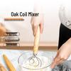 13" Oak Handle Danish Dough Mixer & Egg Beater - Stainless Steel Whisk Tool