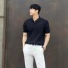 Men's Summer Slim Fit Polo Shirt - Korean Style, Turn-Down Collar, Solid Color, Casual Thin Knit