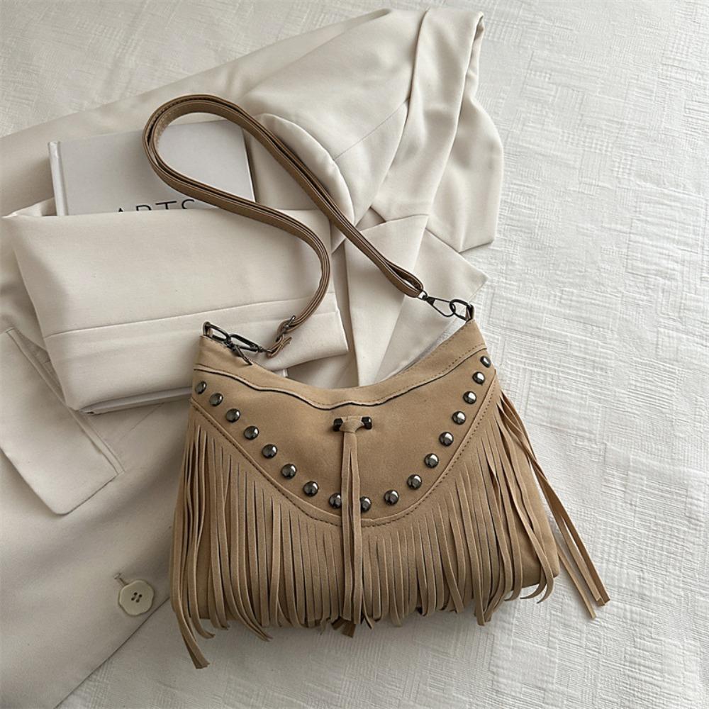 Korean Suede Crossbody Bag Bohemian Style Ethnic Style Handbag Sweet Tassel Shoulder Bag  Girls