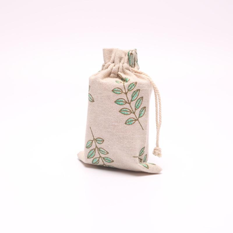 3Pcs / 5Pcs Gift Bags Linen Green Leaves Packaging Drawstring Pouches Gift Jewelry Packaging Wedding