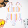 Bikini z wysokim stanem seksowne bikini zestaw w paski strój kąpielowy dla kobiet damski strój kąpielowy bandeau strój kąpielowy kostiumy kąpielowe SexyBiquini