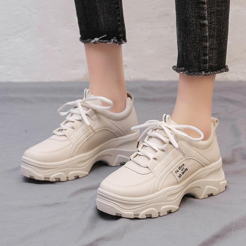 

Зимние женские осенне-зимние новые модные на платформе студенческие повседневные маленькие белые туфли кроссовки 40 бежевый