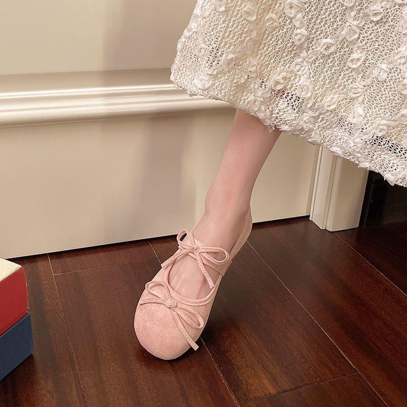 Women's shoes with skirts, soft-soled single shoes, women's 2025 spring and summer new evening wind flats, French bow Mary Jane shoes
