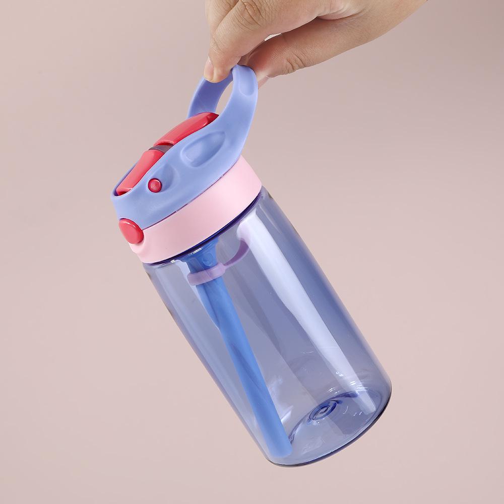 Kids' Transparent Cartoon Water Cup with Sleeve and Straw - Portable and Cute Duckbill Student Design