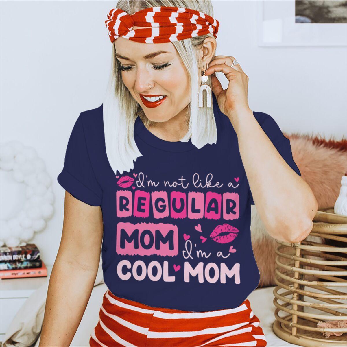 

Cool Mom Fun Lips Pattern Tshirt Casual Short Sleeve Women Crewneck Tees Mother s Day Gift for Mama New Female T-shirts Tops 4XL