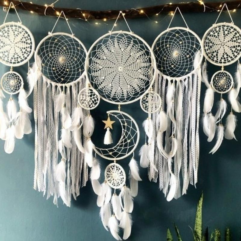 

Macrame Dream Catcher Modern Dream Catchers Interior Aesthetic Dreamcatcher Decorative Luxury Dreamcatchers Hanging Decoration белый