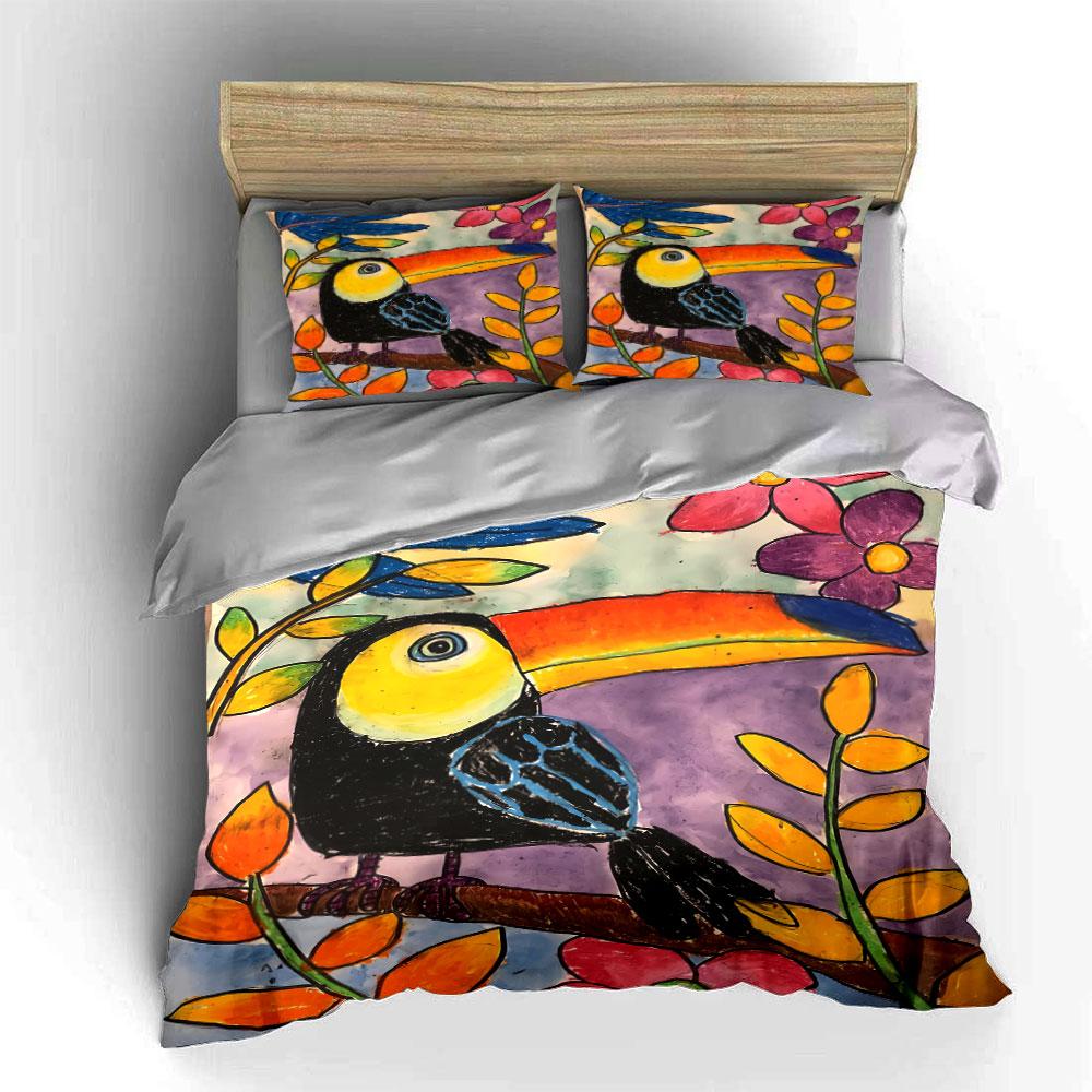 Colorful Toucan and Foliage. Bedding Sets Duvet Cover Sets Duvet Covers Pillowcases(1 * Duvet Cover 2 * Pillowcases, Without Duvet Insert)