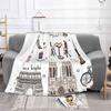 Paris Pattern Colors Blanket Soft Warm Travel Portable Blanket Paris France Eiffel Tower Cafe