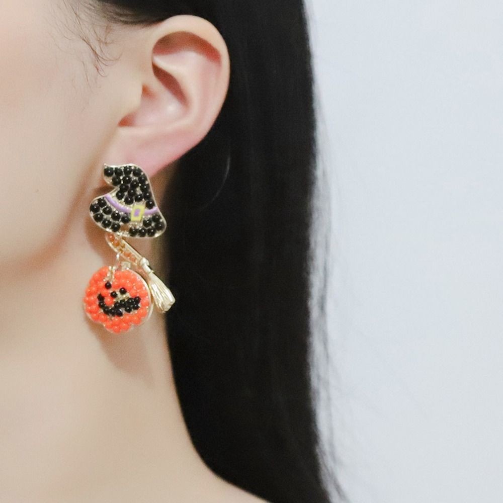 Rhinestone Halloween Earrings Trick Spider Dangle Earrings Trendy Pumpkin Ear Studs  Accessories