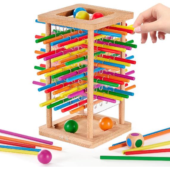 Игра Монтессори Деревянная настольная игра, 48 цветных палочек Игра с кубиками для 3 4 5 6 лет, Игра Керпланк для детей Математические развивающие игрушки для 3 лет,