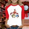 Tops For Youth Girls 4-16 Years Round Neck 3/4 Sleeves T-Shirts Trendy Tops Outfit Tees Christmas Day