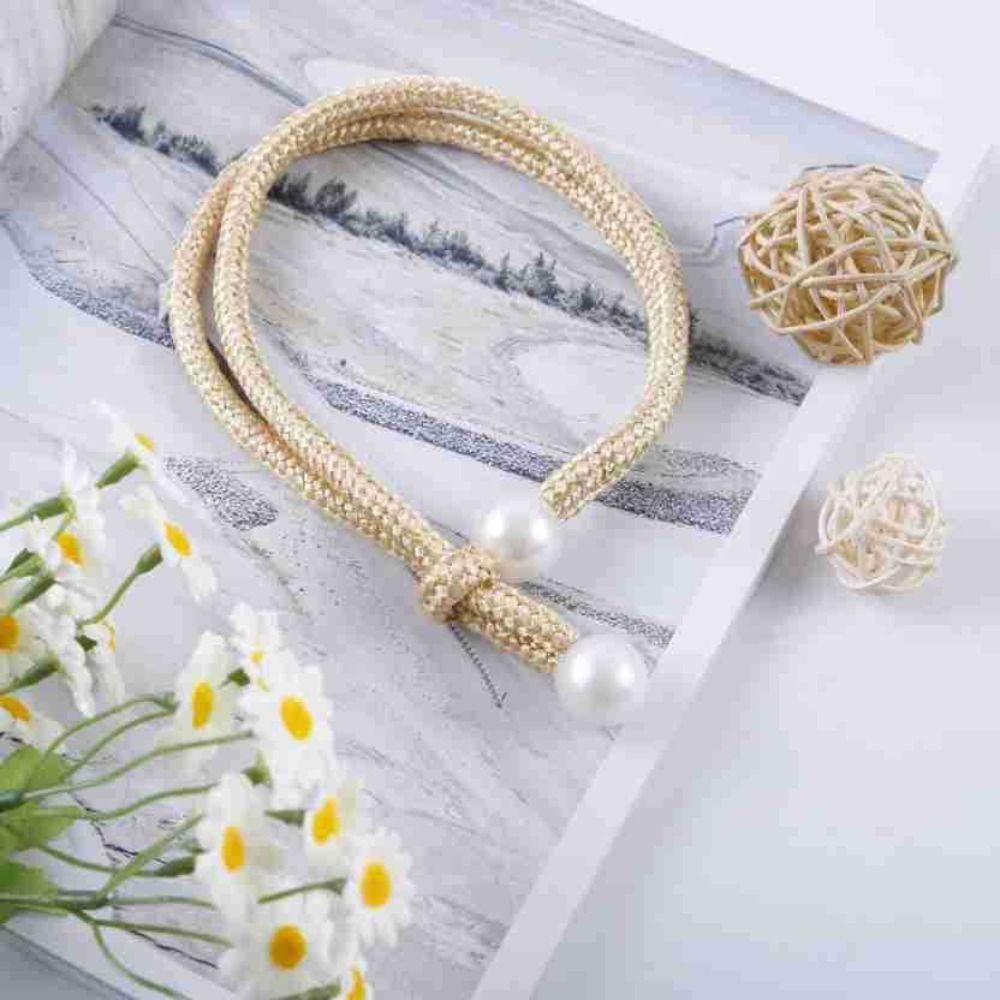 Pull-Out Tie Pearl Curtain Clip With Strap Pearl Rope Buckle Clips Curtain Holders  Home
