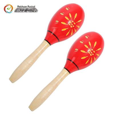 Engraved Wooden Red Orff Rhythm Sand Ball for Kindergarten Education