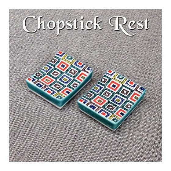 Waza no Kura Chopstick Rest Stylish Kutani Ware Pair Chopstick Rest Set Stone Paved Pottery Cutlery Rest Made in Japan