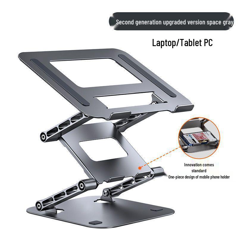 Carbon Steel Adjustable Laptop Stand - Three-Layer Riser for Desktop, Neck Support