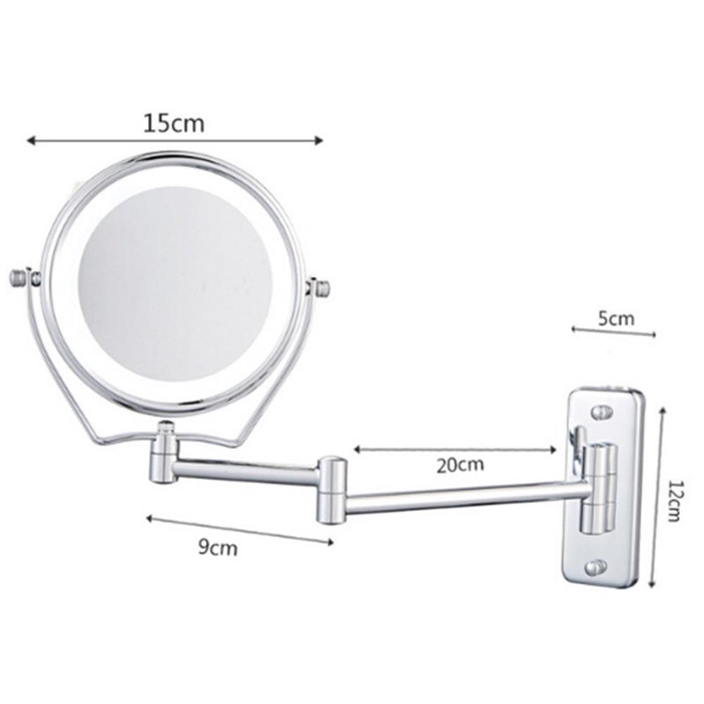 

6-дюймовое 7-кратное увеличительное светодиодное зеркало для макияжа, двухстороннее настенное складное зеркало для макияжа в ванной комнате