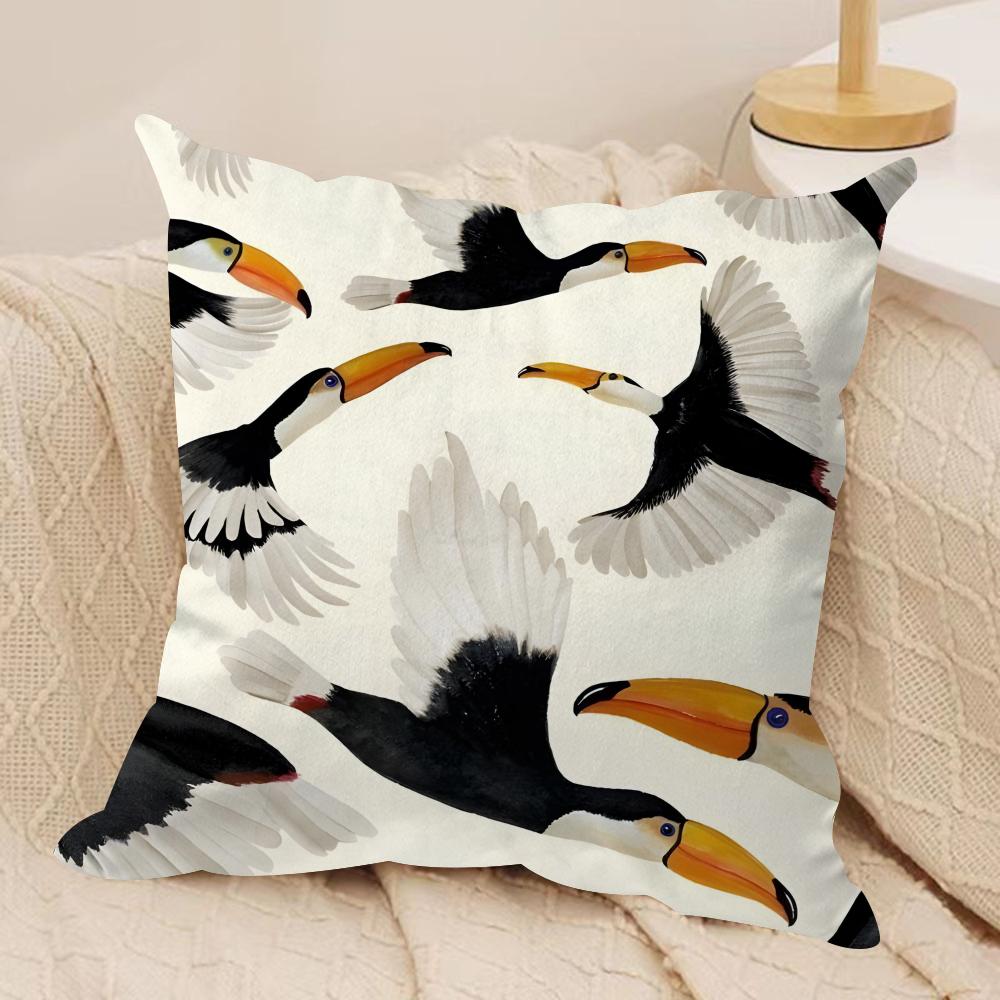 Cool Toucan Cushion Cover Soft Plush Fabric DoubleSided Printed Sofa Cushion Cover for All Seasons Home Decor Gift