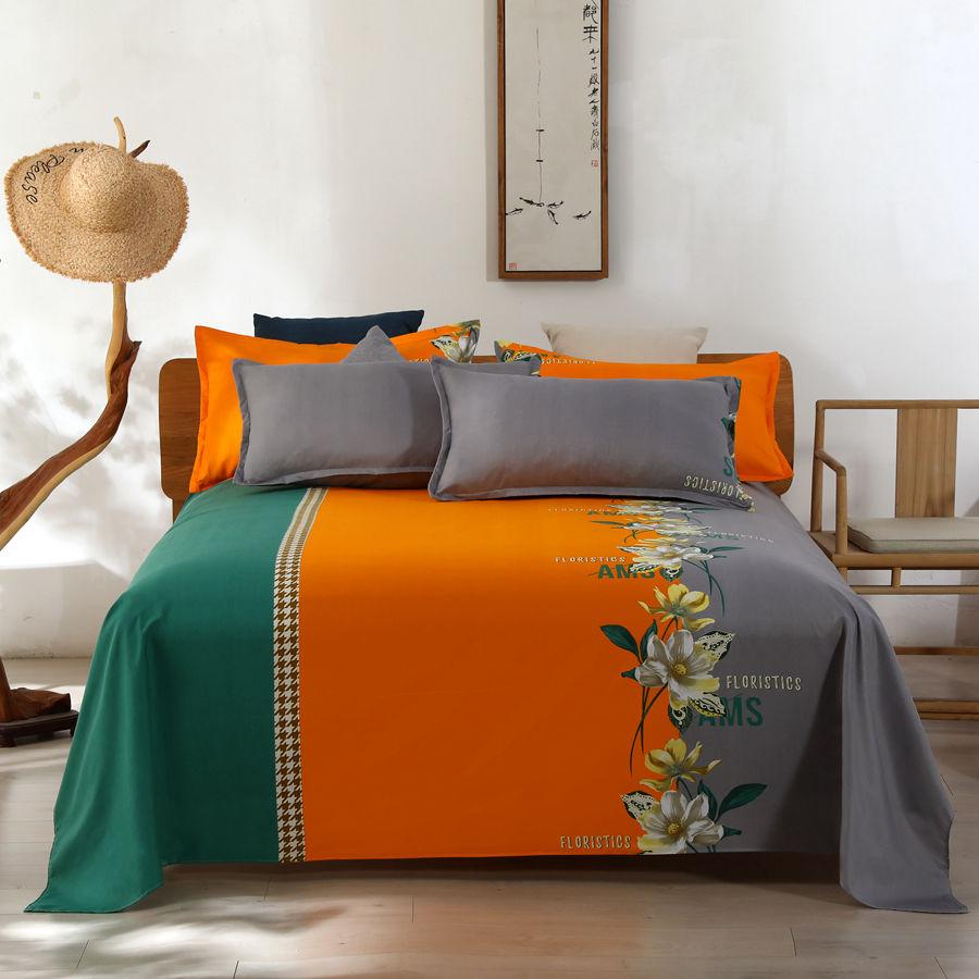 Printed Simple Bed Sheet Dormitory Pure Washed Cotton Single Double Bed Skin-friendly Comfortable Bed Sheet